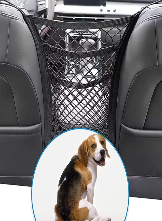 LNtech 3-Layer Car Mesh Organizer, Dog and Kid Pet Barrier, Seat Back Net Bag Holder, Storage Organizer, Cargo Tissue Handbag Purse Holder, Driver Storage Netting Pouch - Image 1